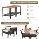 7 Pieces Patio Rattan Cushioned Conversation Furniture Set by LJGDeals