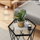 Hexagonal Accent End Table with Tempered Glass Top and Metal Frame by DirectDeals