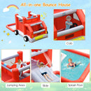 Fire Truck Themed Inflatable Castle Water Park Kids Bounce House without Blower by LJGDeals