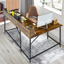 5.5 Inch L-shaped Computer Desk with Bookshelf by LJGDeals