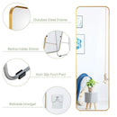 Full Length Wall Mounted Body Mirror with Free Standing Stand-Golden by LJGDeals