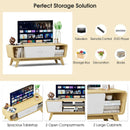 Sliding Door TV Stand with Adjustable Shelf for TVs up to 55 Inch by LJGDeals