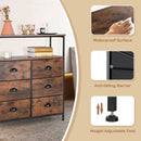2-Tier Storage Chest with Wooden Top and 6 Fabric Drawers-Rustic Brown by LJGDeals
