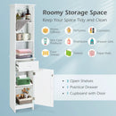 Bathroom Tall Freestanding Storage Cabinet with Open Shelves and Drawer-White by LJGDeals