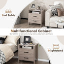 Modern Wood Grain Nightstand with Cable Hole and Open Compartment by DirectDeals
