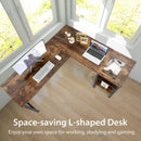 Industrial L-Shaped Corner Computer Desk Office Workstation with Storage Shelves by LJGDeals