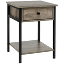 Industrial End Side Table Nightstand with Drawer Shelf by LJGDeals