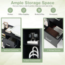 2 Drawer Wood Mobile File Cabinet with 4 Open Compartments-Black by LJGDeals