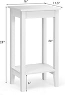 Set of 2 Versatile 2-Tier End Table with Storage Shelf-White