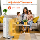 1500W Oil Filled Space Heater with Universal Wheels and 3-Level Heat-White