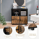 Kitchen Storage Buffet Sideboard with Wine Rack and Glass Holder-Black by LJGDeals