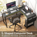 Modern Reversible Computer Desk with Storage Pocket and CPU Stand for Working Writing Gaming-Dark Gray by LJGDeals