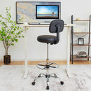 Swivel Drafting Chair with Retractable Mid Back and Adjustable Foot Ring-Black by LJGDeals