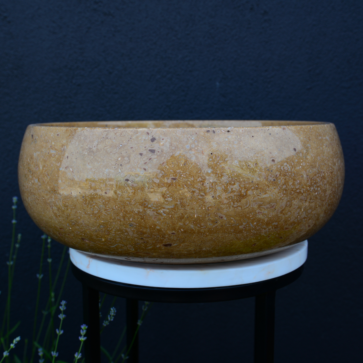 Noce Brown Travertine Vessel Sink - Handcrafted Natural Stone, photo 9 of 9