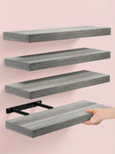 Floating Shelves Set of 4 – 15.8" Wall Shelves with Invisible Brackets by 2Dropme