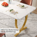 63" Dining Table, Modern Kitchen Table with Faux Marble Table Top
