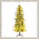 6/7/8 Feet Artificial Christmas Tree Pre-lit Hinged Xmas Tree with Warm White LED Lights and Pine Cones by LJGDeals