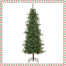 6/7/8 Feet Artificial Christmas Tree Pre-lit Hinged Xmas Tree with Warm White LED Lights and Pine Cones by LJGDeals