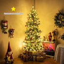 6/7/8 Feet Artificial Christmas Tree Pre-lit Hinged Xmas Tree with Warm White LED Lights and Pine Cones by LJGDeals