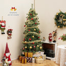 6/7/8 Feet Artificial Christmas Tree Pre-lit Hinged Xmas Tree with Warm White LED Lights and Pine Cones by LJGDeals