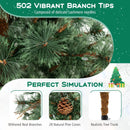 6/7/8 Feet Artificial Christmas Tree Pre-lit Hinged Xmas Tree with Warm White LED Lights and Pine Cones by LJGDeals