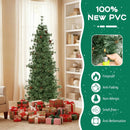 6/7/8 Feet Artificial Christmas Tree Pre-lit Hinged Xmas Tree with Warm White LED Lights and Pine Cones by LJGDeals