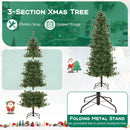 6/7/8 Feet Artificial Christmas Tree Pre-lit Hinged Xmas Tree with Warm White LED Lights and Pine Cones by LJGDeals