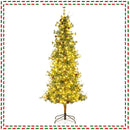 6/7/8 Feet Artificial Christmas Tree Pre-lit Hinged Xmas Tree with Warm White LED Lights and Pine Cones by LJGDeals