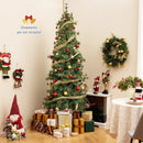 6/7/8 Feet Artificial Christmas Tree Pre-lit Hinged Xmas Tree with Warm White LED Lights and Pine Cones by LJGDeals
