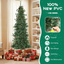 6/7/8 Feet Artificial Christmas Tree Pre-lit Hinged Xmas Tree with Warm White LED Lights and Pine Cones by LJGDeals