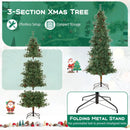 6/7/8 Feet Artificial Christmas Tree Pre-lit Hinged Xmas Tree with Warm White LED Lights and Pine Cones by LJGDeals