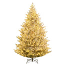 6/7/8 Feet Pre-Lit Artificial Christmas Tree Hinged Snow Flocked Xmas Tree by LJGDeals