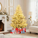 6/7/8 Feet Pre-Lit Artificial Christmas Tree Hinged Snow Flocked Xmas Tree by LJGDeals