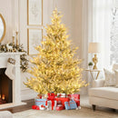 6/7/8 Feet Pre-Lit Artificial Christmas Tree Hinged Snow Flocked Xmas Tree by LJGDeals