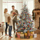 6/7/8 Feet Pre-Lit Artificial Christmas Tree Hinged Snow Flocked Xmas Tree by LJGDeals