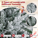 6/7/8 Feet Pre-Lit Artificial Christmas Tree Hinged Snow Flocked Xmas Tree by LJGDeals