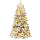 6/7 Feet Artificial Snow-flocked Christmas Tree Pre-lit Hinged Xmas Tree with 130 Twinkle Balls by LJGDeals
