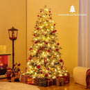 6/7 Feet Artificial Snow-flocked Christmas Tree Pre-lit Hinged Xmas Tree with 130 Twinkle Balls by LJGDeals