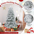 6/7 Feet Artificial Snow-flocked Christmas Tree Pre-lit Hinged Xmas Tree with 130 Twinkle Balls by LJGDeals