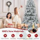 6/7 Feet Artificial Snow-flocked Christmas Tree Pre-lit Hinged Xmas Tree with 130 Twinkle Balls by LJGDeals