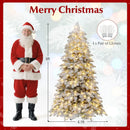 6/7 Feet Artificial Snow-flocked Christmas Tree Pre-lit Hinged Xmas Tree with 130 Twinkle Balls by LJGDeals