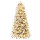6/7 Feet Artificial Snow-flocked Christmas Tree Pre-lit Hinged Xmas Tree with 130 Twinkle Balls by LJGDeals