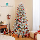 6/7 Feet Artificial Snow-flocked Christmas Tree Pre-lit Hinged Xmas Tree with 130 Twinkle Balls by LJGDeals