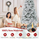 6/7 Feet Artificial Snow-flocked Christmas Tree Pre-lit Hinged Xmas Tree with 130 Twinkle Balls by LJGDeals