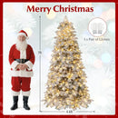 6/7 Feet Artificial Snow-flocked Christmas Tree Pre-lit Hinged Xmas Tree with 130 Twinkle Balls by LJGDeals