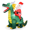 6.7 Feet Christmas Inflatable Santa Claus Ride on Dinosaur with Built-in LED Lights by LJGDeals