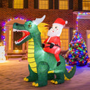 6.7 Feet Christmas Inflatable Santa Claus Ride on Dinosaur with Built-in LED Lights by LJGDeals