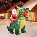 6.7 Feet Christmas Inflatable Santa Claus Ride on Dinosaur with Built-in LED Lights by LJGDeals
