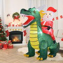 6.7 Feet Christmas Inflatable Santa Claus Ride on Dinosaur with Built-in LED Lights by LJGDeals