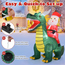 6.7 Feet Christmas Inflatable Santa Claus Ride on Dinosaur with Built-in LED Lights by LJGDeals